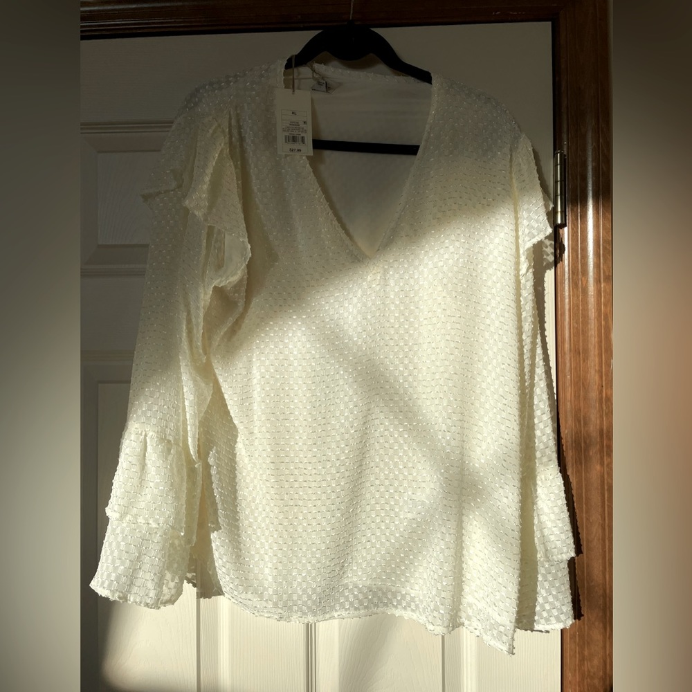 NWT ivory blouse with draped arms